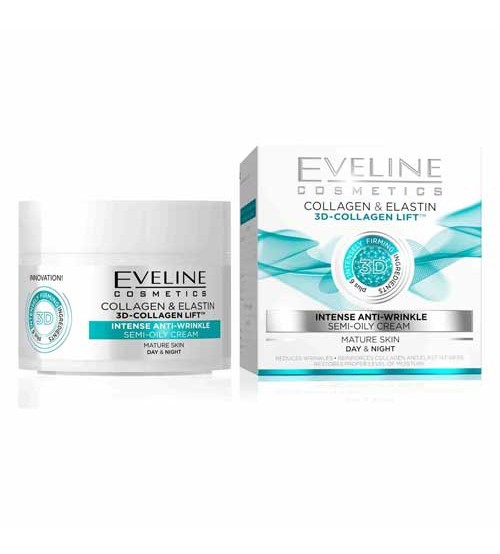 Eveline Collagen Elastin Intense Anti-Wrinkle Semi-Oily Cream 50ml For Day & Night